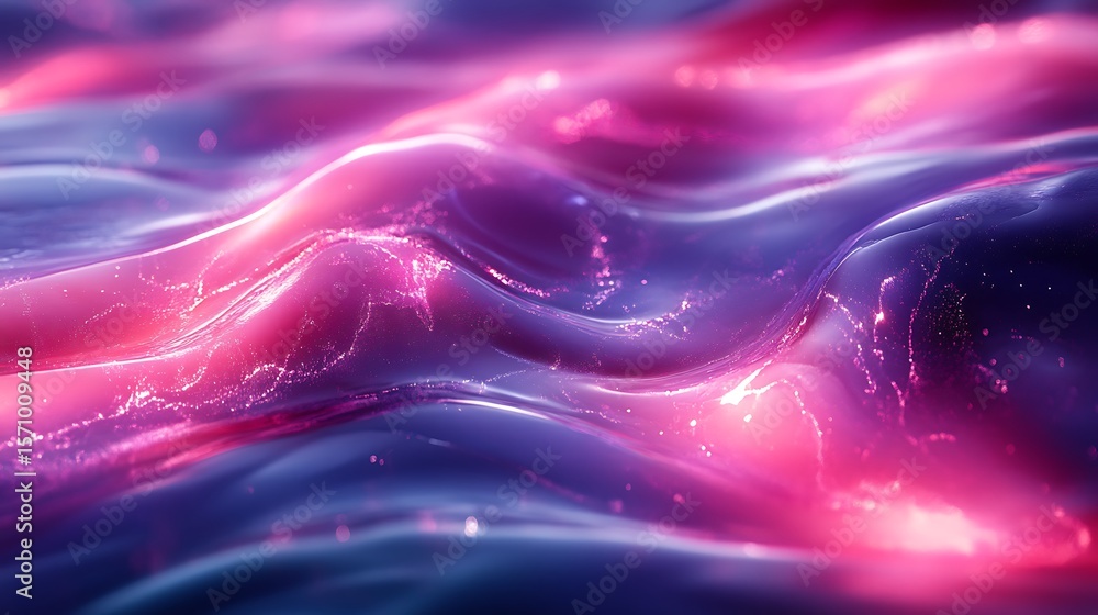 Poster fluid abstract waves: shimmering pink and purple gradient background for modern design and artistic 