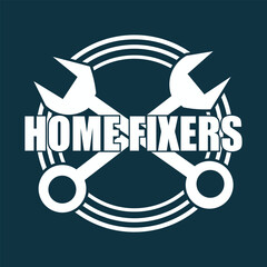 Home Fixers Logo – Crossed Wrenches Emblem for Handyman, Repair, and Maintenance Services, Ideal for Construction, Tools, and Home Improvement Branding