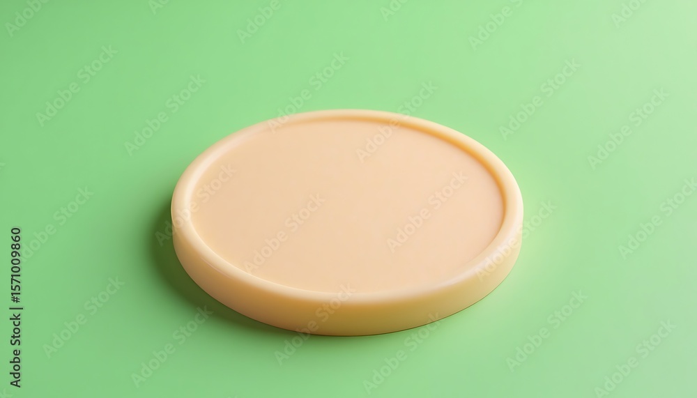 Poster round beige object on green background for product display