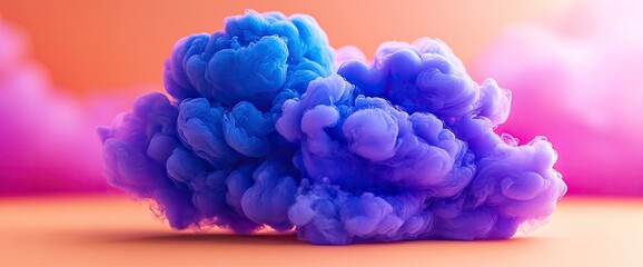 Obraz premium A vibrant, colorful cloud formation against a pastel backdrop, rendered in a soft, dreamlike quality