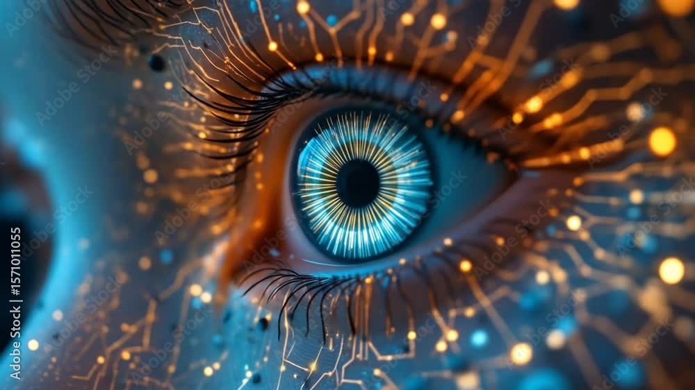 Aufkleber digital ai eye representing artificial intelligence and futuristic technology with glowing circuits,