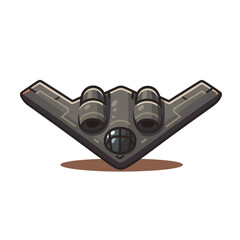 Cute Chibi Stealth Bomber Vector – Cartoon Aircraft Illustration 