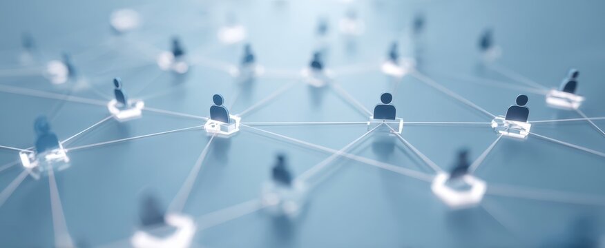 The network of digital connections among virtual people in a modern interface.