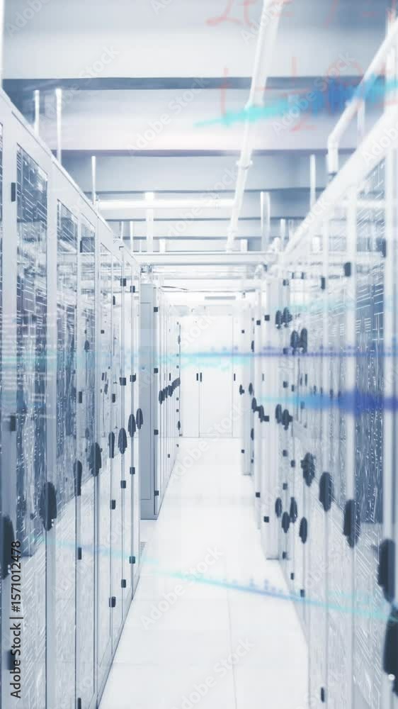 Poster animation of computer data processing over computer servers