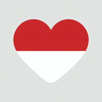 A heart shape displays the colors of the Indonesian flag, ideal for patriotic or travel related themes with national symbolism.