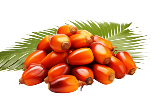 Palm Oil Fruits: Fresh Red Palm Oil Berries on Palm Leaf –  Sustainable Agriculture transparent background png