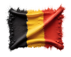 the Belgian Flag Created from Colored Powders, Symbolizing Dynamic Cultural Expression and National Identity