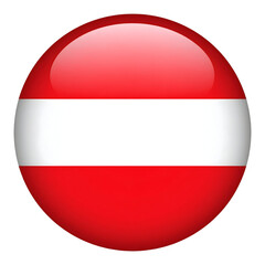 Glossy Austria Flag Button with Red and White Stripes, National Symbol
