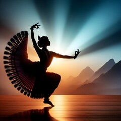 silhouette of a classical dancer performing in a theatre