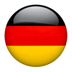 Glossy German Flag Button with Black, Red, and Yellow Horizontal Stripes