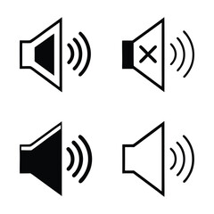 Volume Icon Set – Minimalist Sound, Mute, and Audio Control Symbols for UI Design.