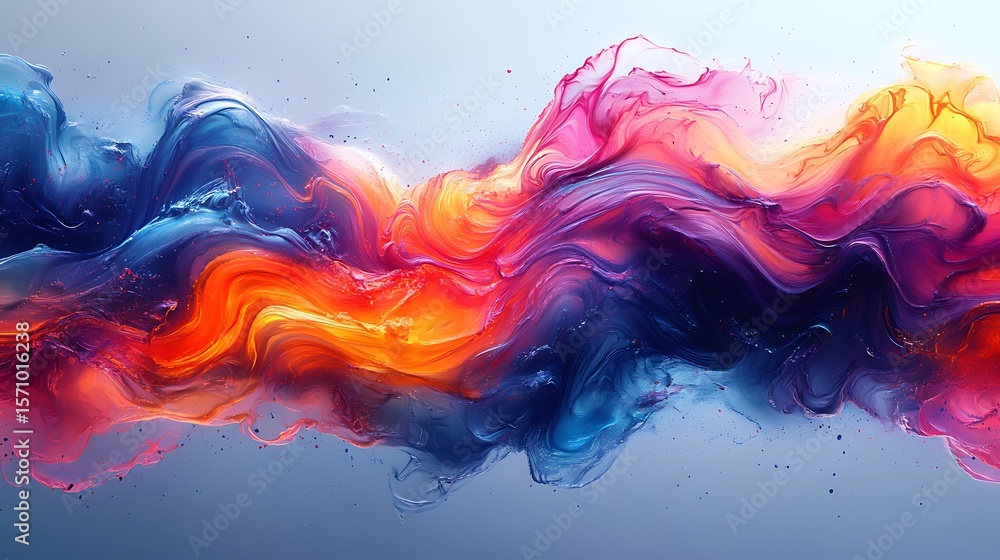 Poster abstract multi-colored swirls painting effect: mesmerizing blends of fluid shapes, artistic expressi