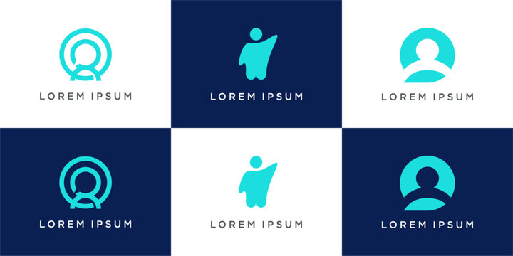 Set of people consult logo design template