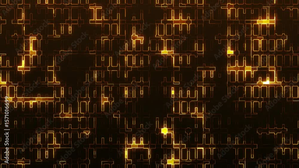Poster abstract digital background with bright orange lines forming a complex grid. the theme of innovation