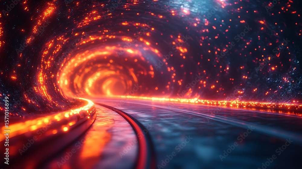 Aufkleber abstract tunnel of glowing light: modern futuristic art with dynamic energy and flowing forms for cr