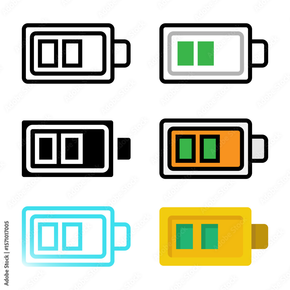 Poster set battery editable icon collection. suitable for icon software and device design. vector illustrat