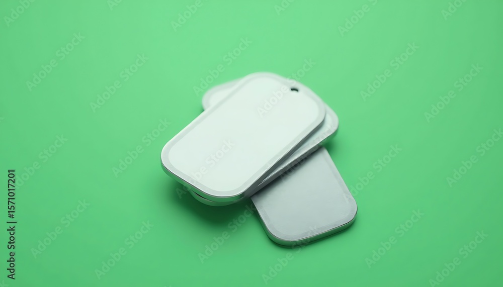 Aufkleber stack of rectangular tags on green background