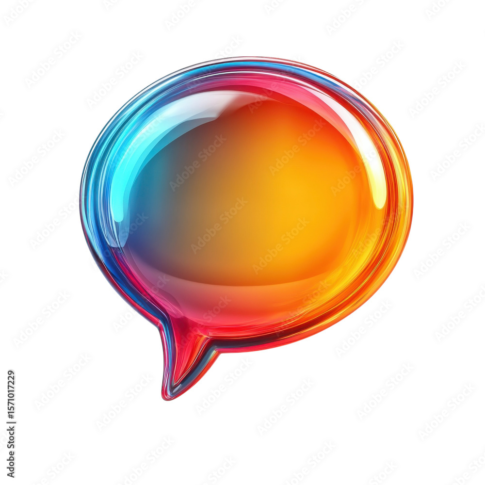 Poster colorful speech bubble icon on black background message cloud dialog box on transparent background