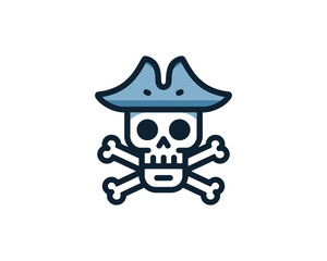 Fierce Pirate skull and crossbones icon vector illustration