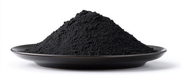 The black powder on a plate representing versatility in culinary applications.