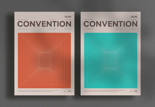 Modernist Poster with 80s Inspired Wireframes