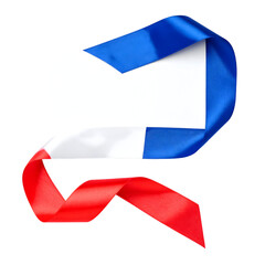 Tricolored Ribbon: Red, White, and Blue Satin Fabric in a Curving Design