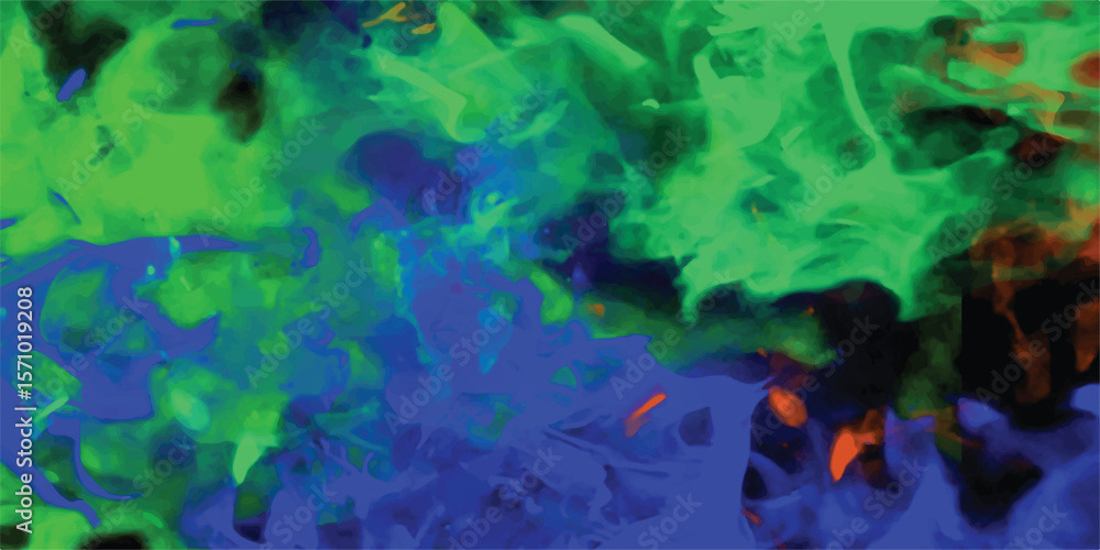 Poster abstract digital artwork showcasing a vibrant watercolor style composition with swirling shades of g