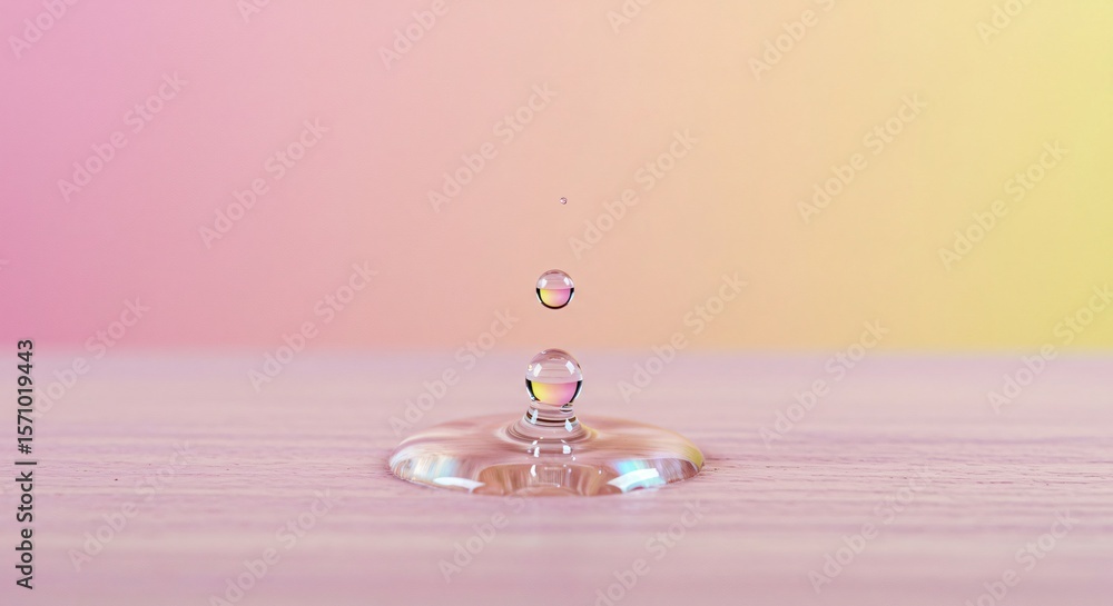 Poster captivating water droplet collision creating a mesmerizing splash on a textured surface