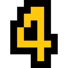 Obraz premium Pixel art number 4, Number arcade style