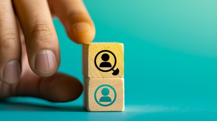 Customer relationship management linking target icons and human figures for improved service focus