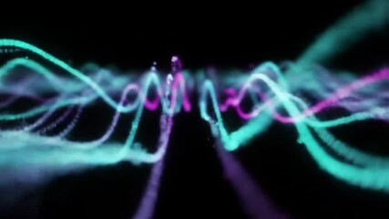 Radiant waveforms dance across a dark void - Powered by Adobe