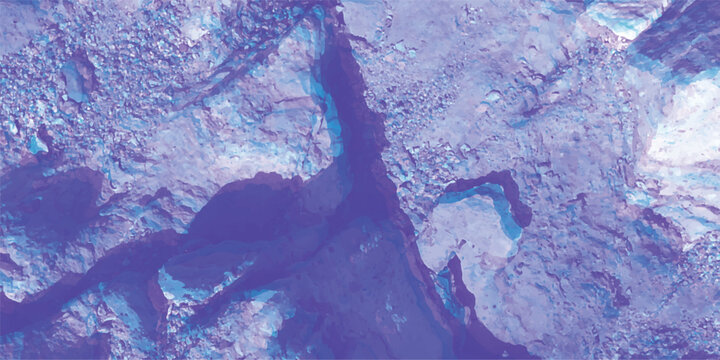 Abstract digital illustration depicting a rocky surface with textural details and tonal variations in shades of blue and purple