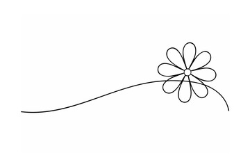 Simple black flower on curved line white bloom