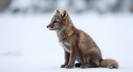 Naklejka premium Arctic Fox in Winter: A Portrait in Snow