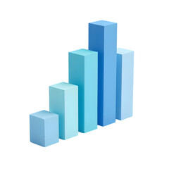 3D Isometric Geometric Bar Graph Infographic with Clean Minimalist Design in Blue, Aqua, Azure, Ice Blue, and Cyan Gradient – Digital Art – PNG file isolated on transparent background