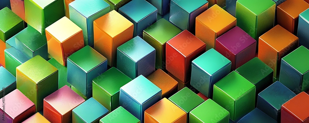 Poster colorful cubes as an abstract 3d geometry background illustration. retro cube abstract background pa