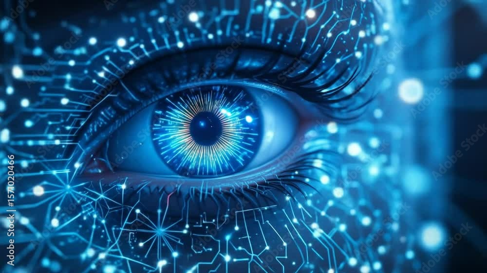 Aufkleber digital ai eye representing artificial intelligence and futuristic technology with glowing circuits,