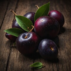 Obraz premium plums with leaves