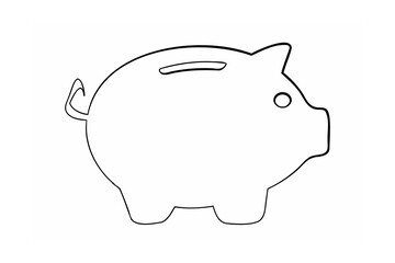 Piggy bank outline saving money