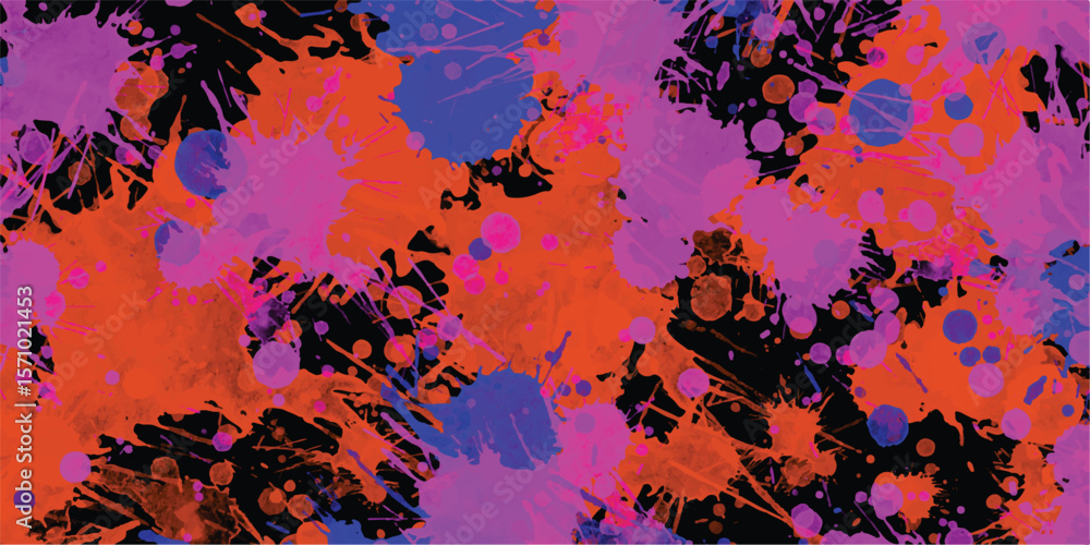 Poster abstract ink splatter seamless pattern with colorful paint splashes and artistic grunge texture for 