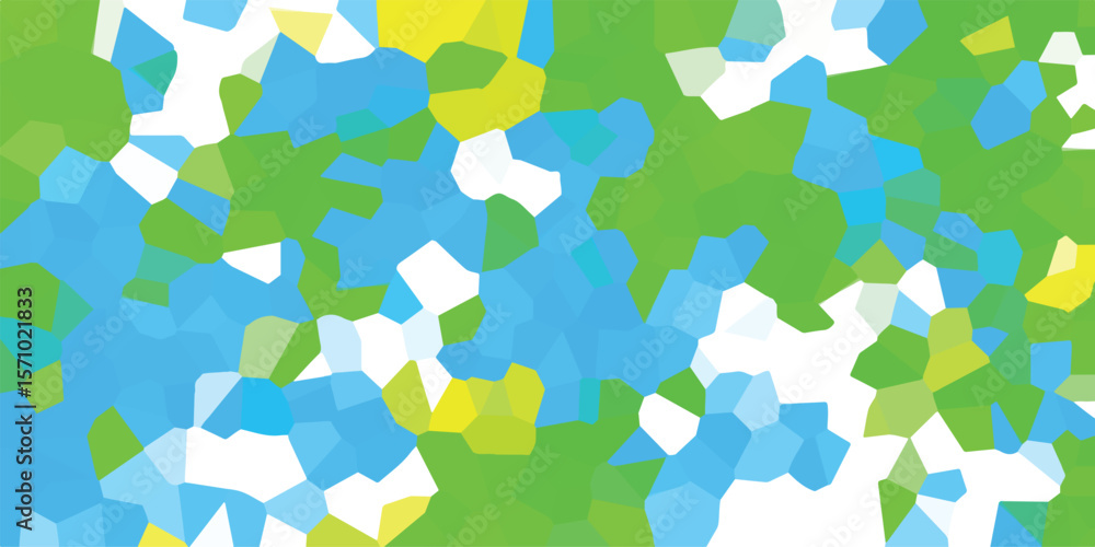 Poster abstract mosaic of green blue and yellow geometric shapes an artistic representation of overlapping 