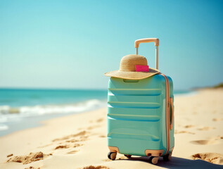 suitcase on the beach