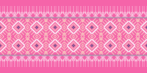 Seamless geometric ethnic Asian oriental and tradition pattern design for texture and background silk and fabric pattern decoration for carpet Thai clothing wrapping and wallpaper