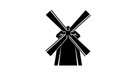 Windmill silhouette vector art illustration for renewable energy and farm landscape design projects