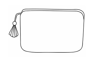 Black outline pouch with tassel cosmetic bag makeup bag