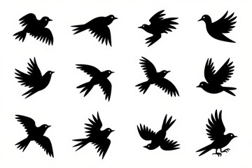 Obraz premium Set of eagle silhouettes