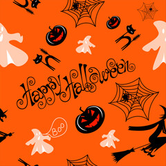 ghost witch halloween seamless patternai