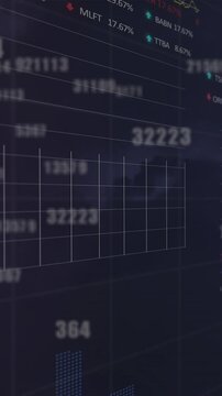 Animation of numbers, data processing and statistics over storm