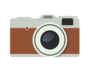 Flat illustration of vintage photo camera for travel themed design, tourism graphics