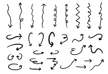 手書きの矢印のイラストセット　ベクター黒